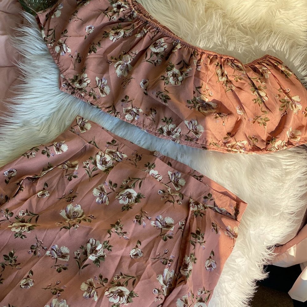 Rose Flower Skirt + Top Set